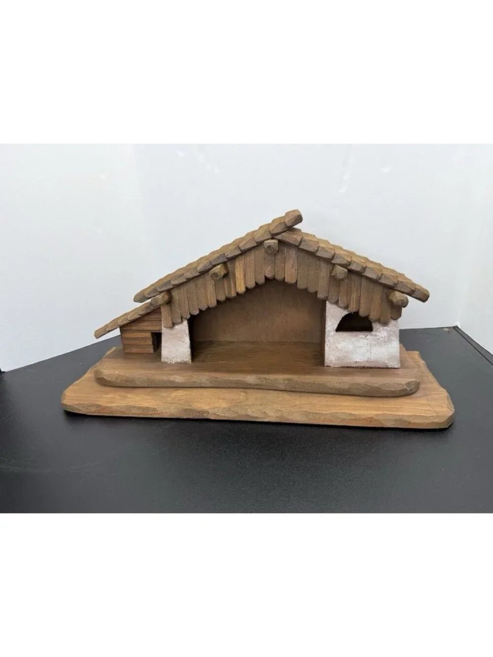 Goebel Maxcraft Nativity Stable Wood Stone Manger Scene 20” Long Made In USA